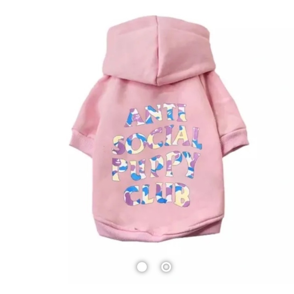Pink anti social puppy club hoodie for small Dogs